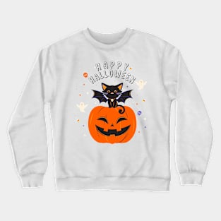 Happy halloween With cat and Pumpkin Crewneck Sweatshirt